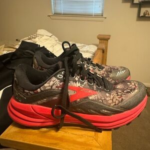 Brooks running shoes, black and red